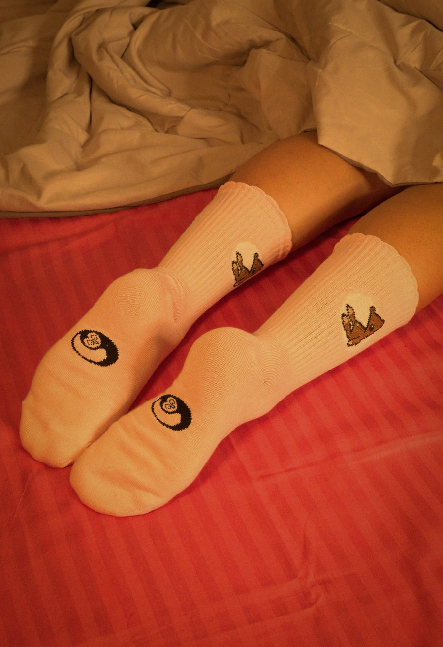 Mr. Bean Ruffle Crew Socks — Pink